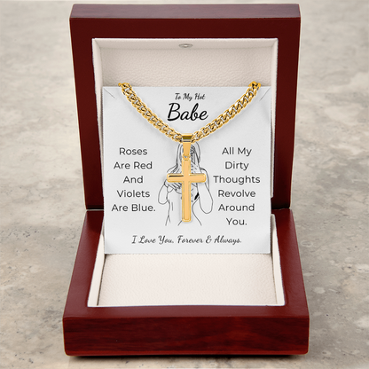 Personalized To My Hot Babe Cross with Cuban Link Chain