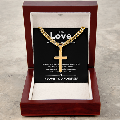 Personalized To My Love Cross with Cuban Link Chain