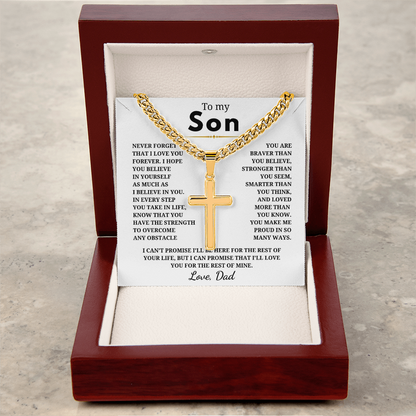 Personalized To My Son Cross with Cuban Link Chain