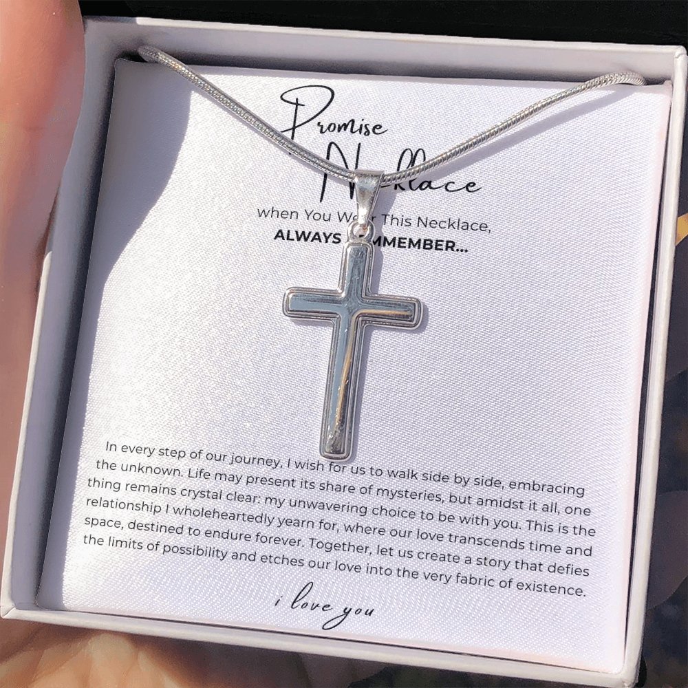 Promise Cross Necklace with Snake Chain