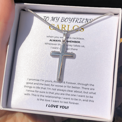Prosonalized Promise Cross Necklace with Snake Chain