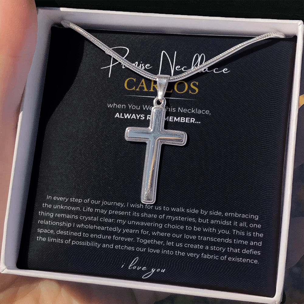 Prosonalized Promise Cross Necklace with Snake Chain