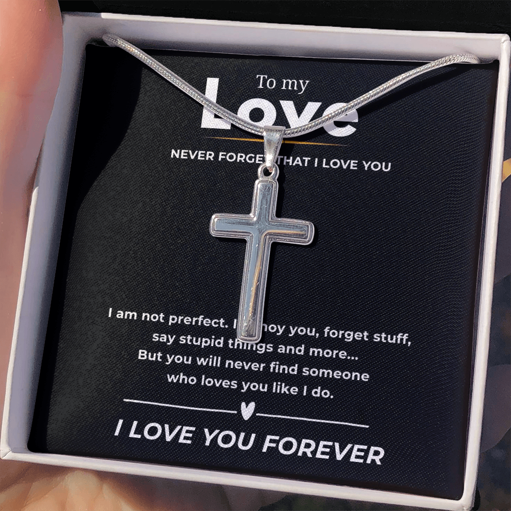 To My Love Artisan Cross Necklace with Snake Chain