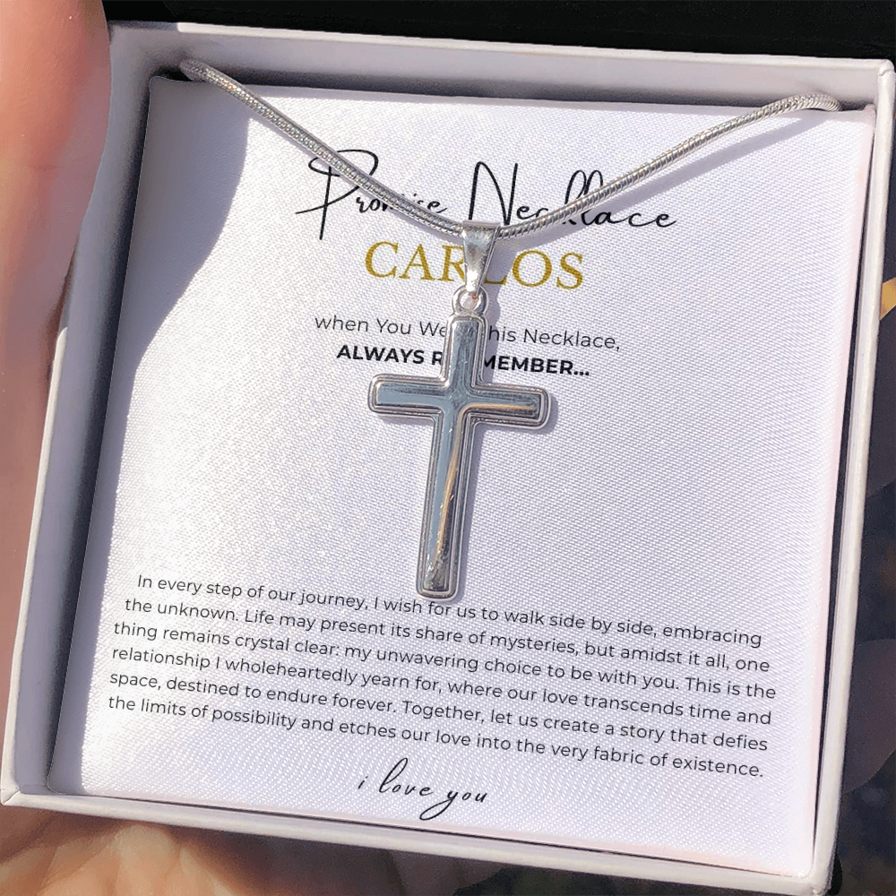Prosonalized Promise Cross Necklace with Snake Chain