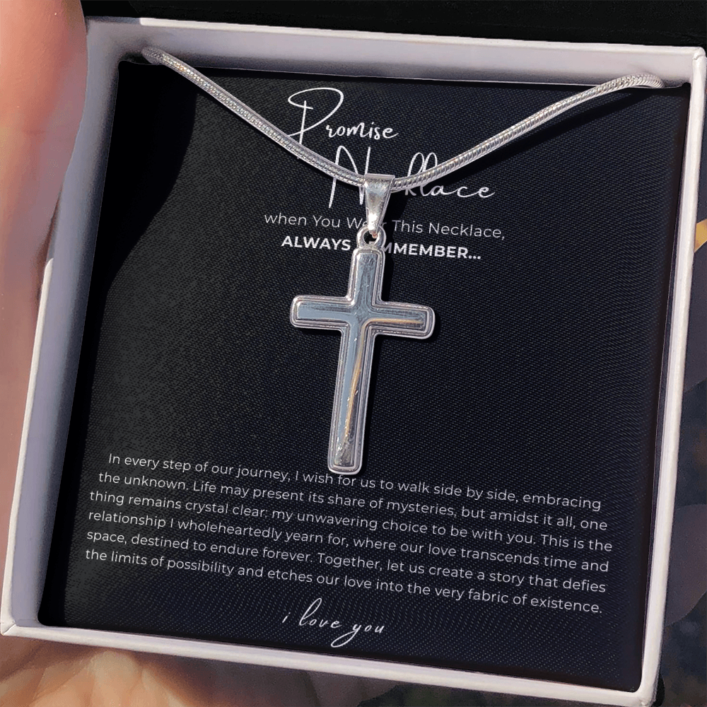Promise Cross Necklace with Snake Chain
