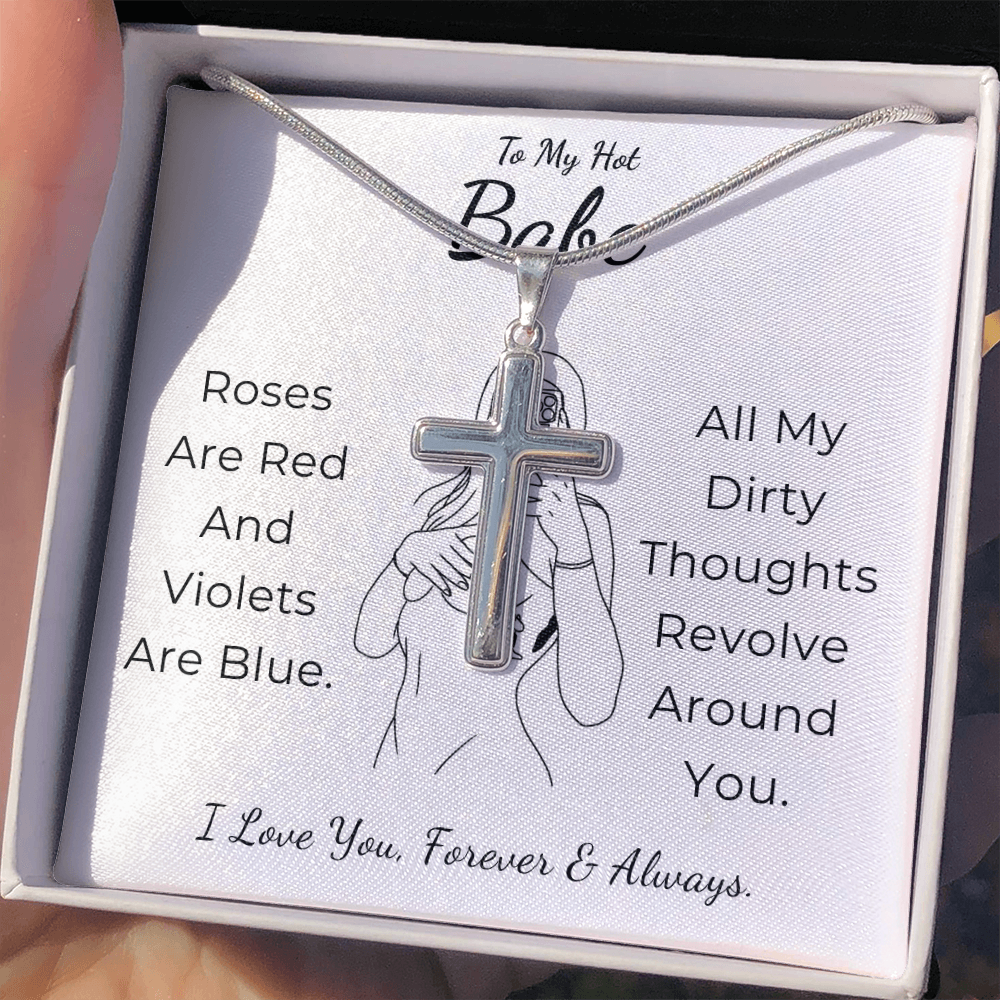 To My Hot Babe Artisan Cross Necklace with Snake Chain