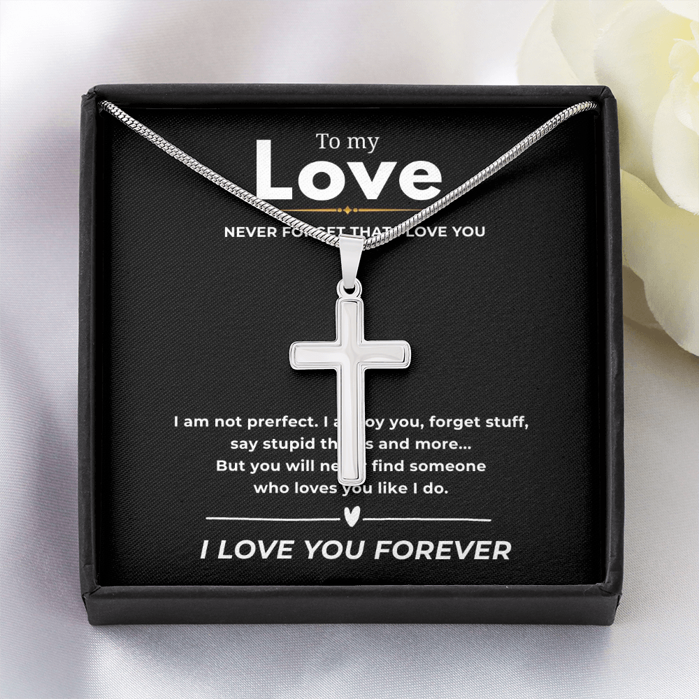 To My Love Artisan Cross Necklace with Snake Chain