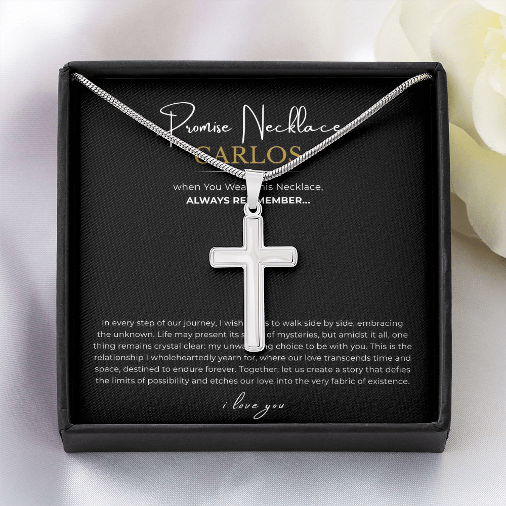 Prosonalized Promise Cross Necklace with Snake Chain