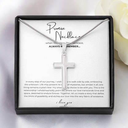 Promise Cross Necklace with Snake Chain