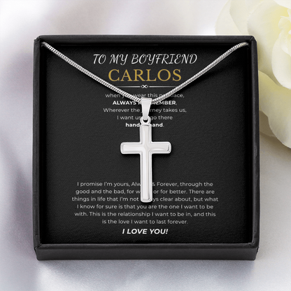 Prosonalized Promise Cross Necklace with Snake Chain