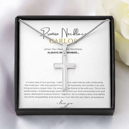 Prosonalized Promise Cross Necklace with Snake Chain