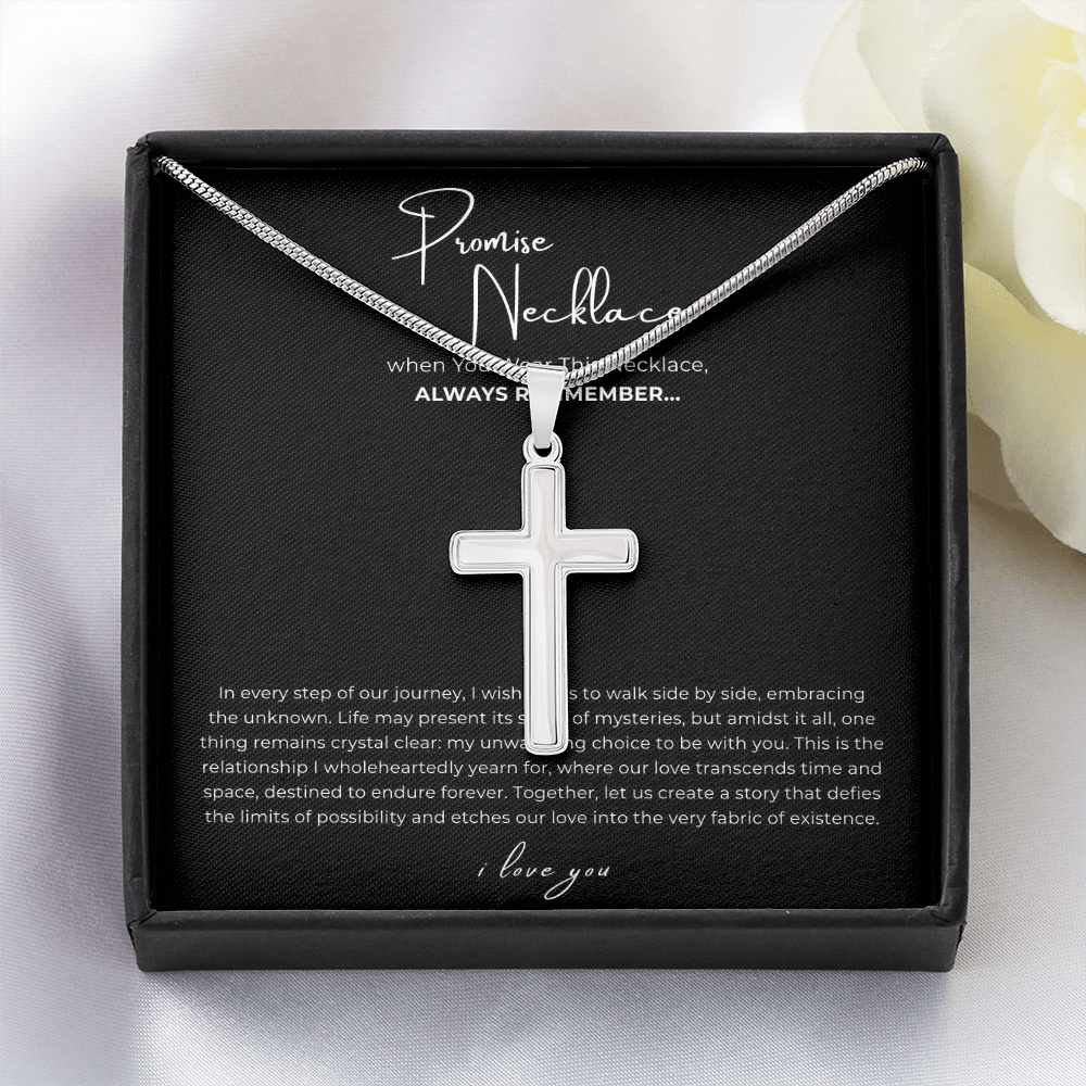 Promise Cross Necklace with Snake Chain