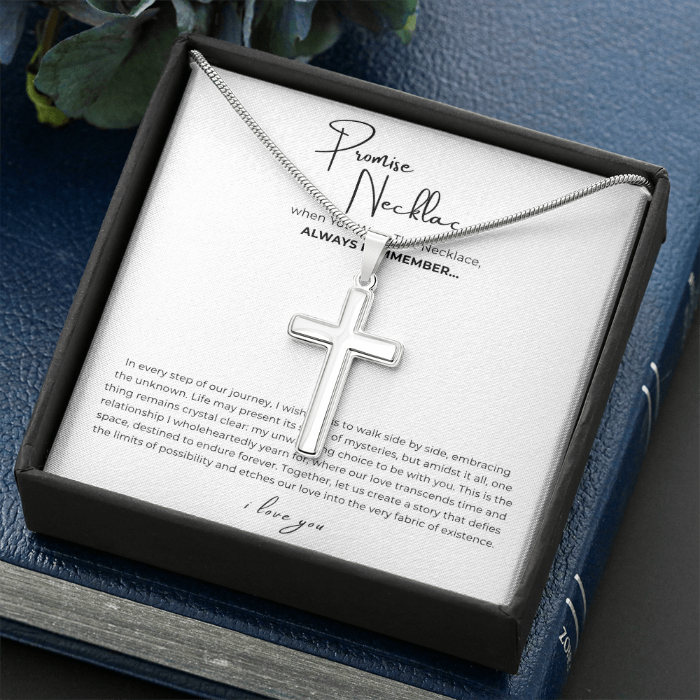 Promise Cross Necklace with Snake Chain