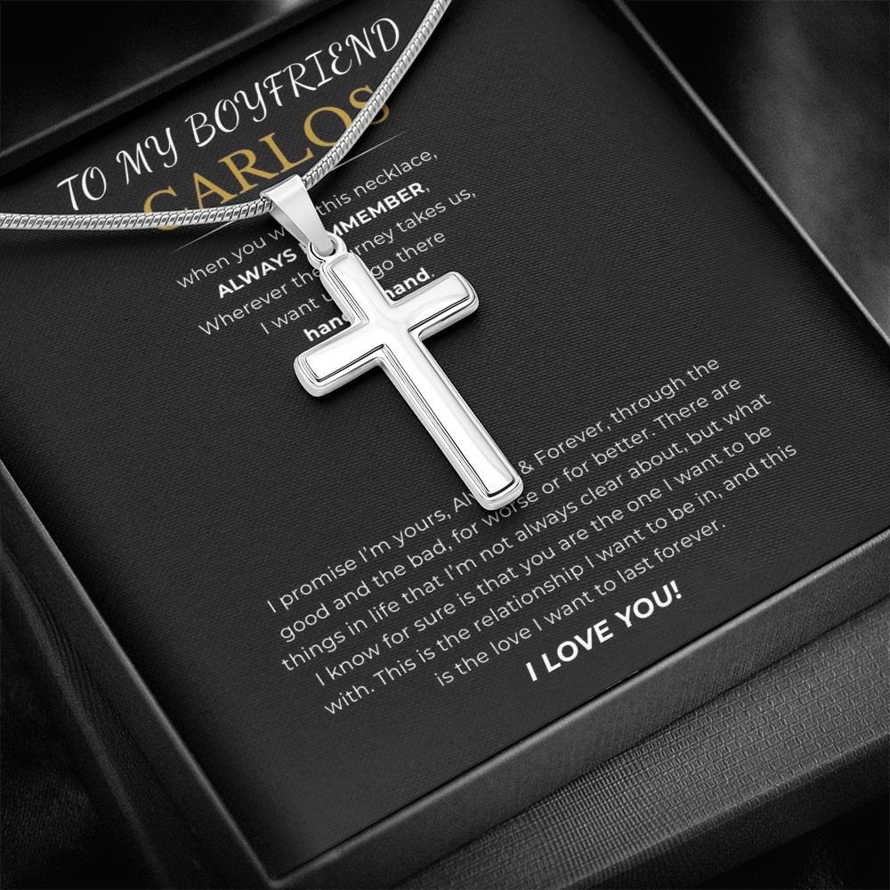 Prosonalized Promise Cross Necklace with Snake Chain