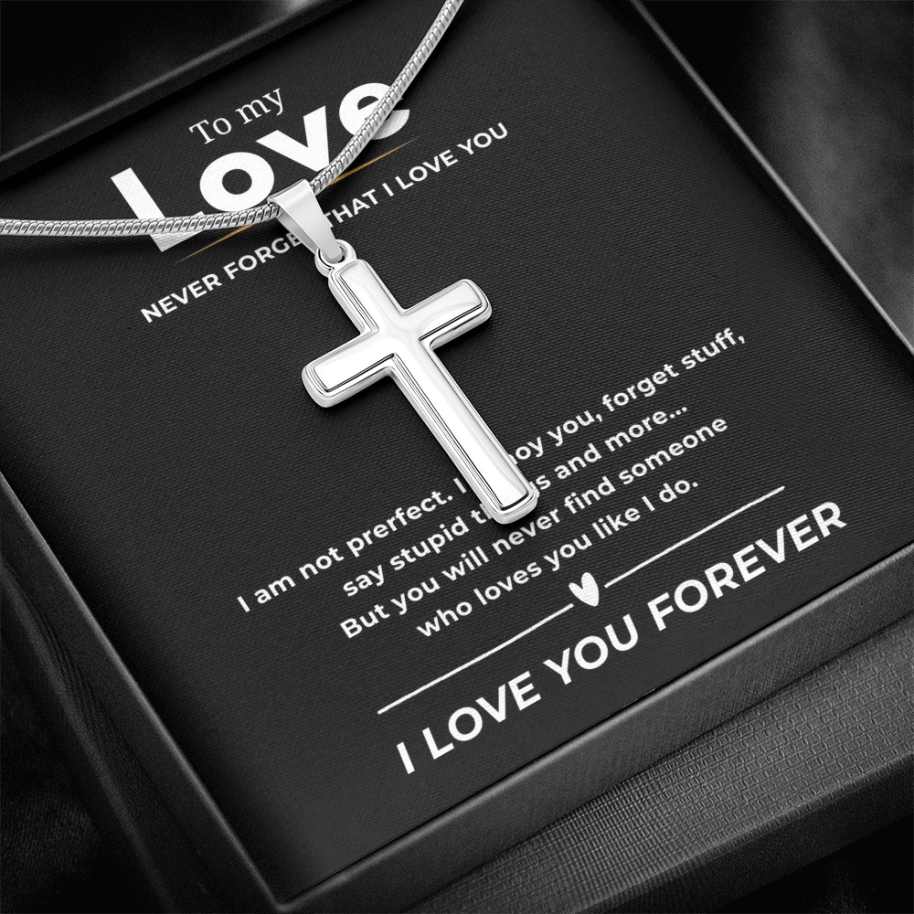To My Love Artisan Cross Necklace with Snake Chain