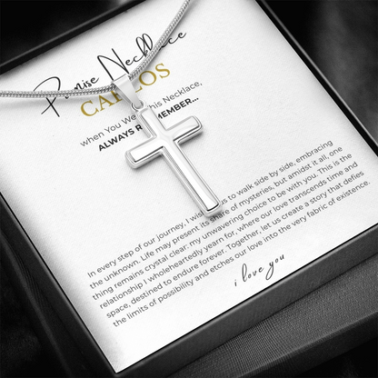 Prosonalized Promise Cross Necklace with Snake Chain