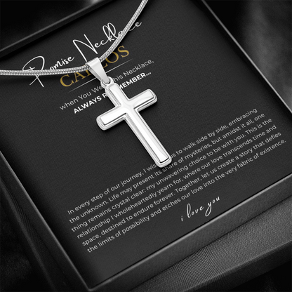 Prosonalized Promise Cross Necklace with Snake Chain