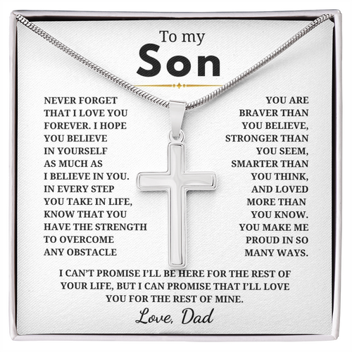 To My Son Artisan Cross Necklace with Snake Chain