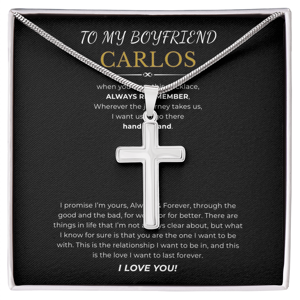 Prosonalized Promise Cross Necklace with Snake Chain