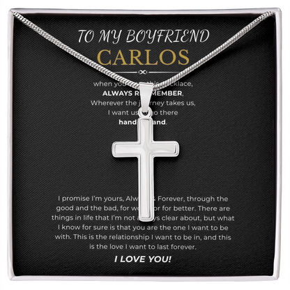 Prosonalized Promise Cross Necklace with Snake Chain