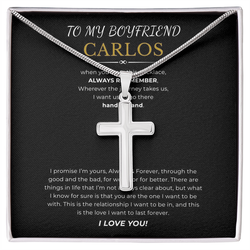 Prosonalized Promise Cross Necklace with Snake Chain