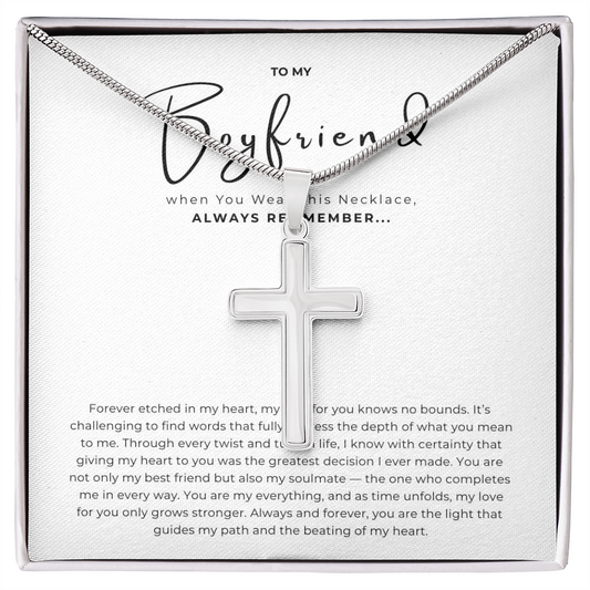 To My Boyfriend Cross Necklace with Snake Chain