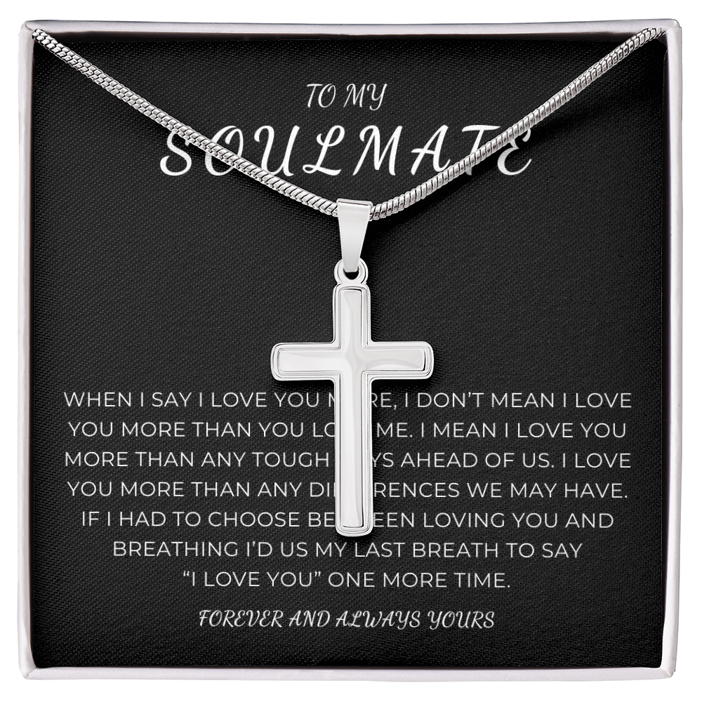 To My Soulmate Cross Necklace with Snake Chain