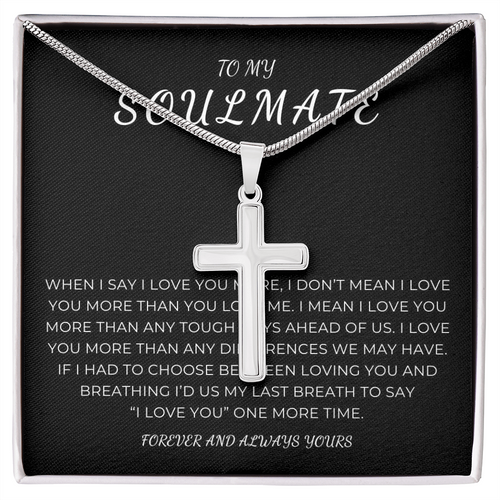To My Soulmate Cross Necklace with Snake Chain