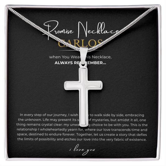 Prosonalized Promise Cross Necklace with Snake Chain