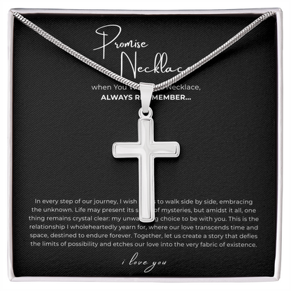 Promise Cross Necklace with Snake Chain