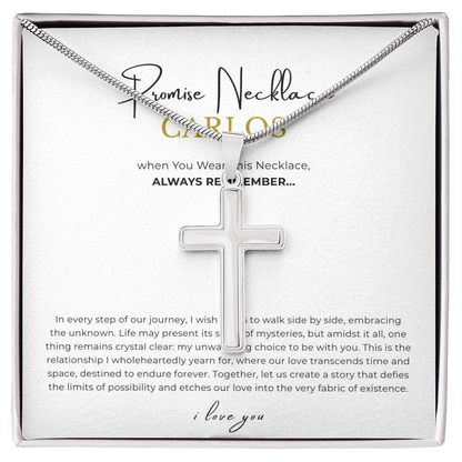 Prosonalized Promise Cross Necklace with Snake Chain