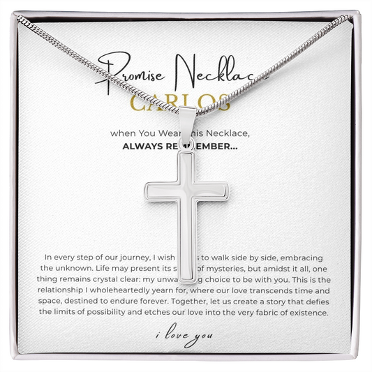 Prosonalized Promise Cross Necklace with Snake Chain