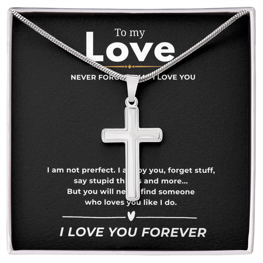 To My Love Artisan Cross Necklace with Snake Chain