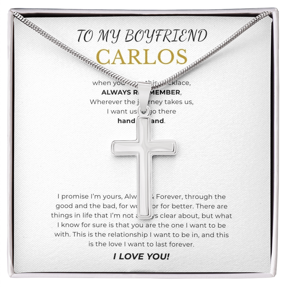 Prosonalized Promise Cross Necklace with Snake Chain