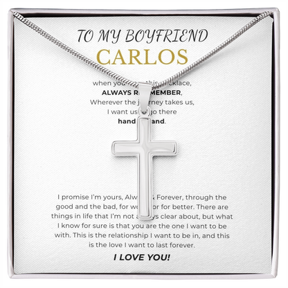 Prosonalized Promise Cross Necklace with Snake Chain