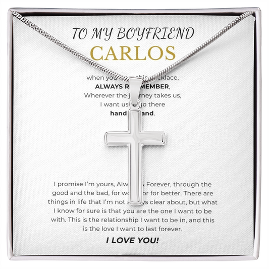 Prosonalized Promise Cross Necklace with Snake Chain