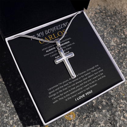 Prosonalized Promise Cross Necklace with Snake Chain