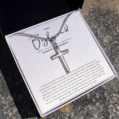 To My Boyfriend Cross Necklace with Snake Chain