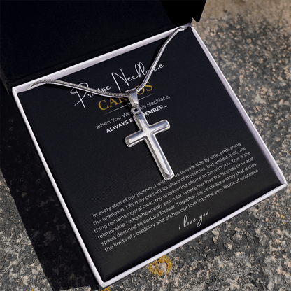Prosonalized Promise Cross Necklace with Snake Chain
