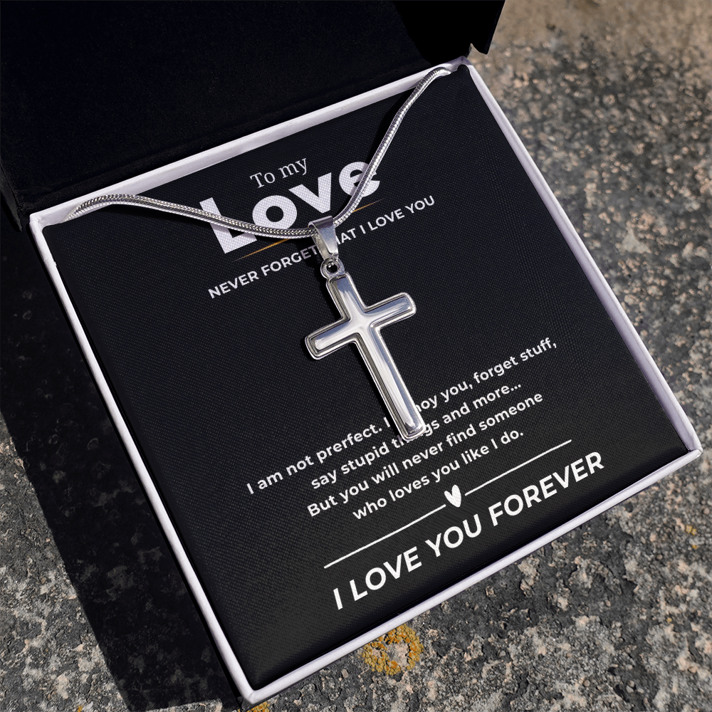 To My Love Artisan Cross Necklace with Snake Chain