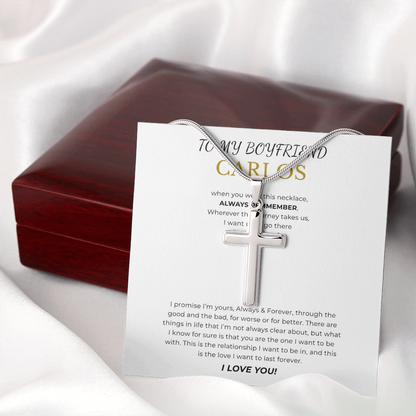 Prosonalized Promise Cross Necklace with Snake Chain
