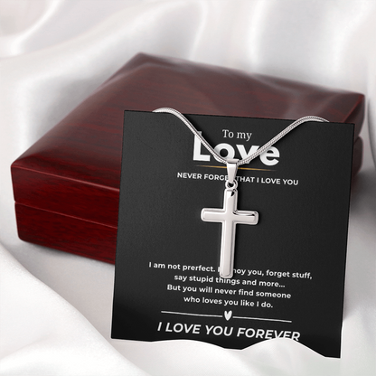 To My Love Artisan Cross Necklace with Snake Chain