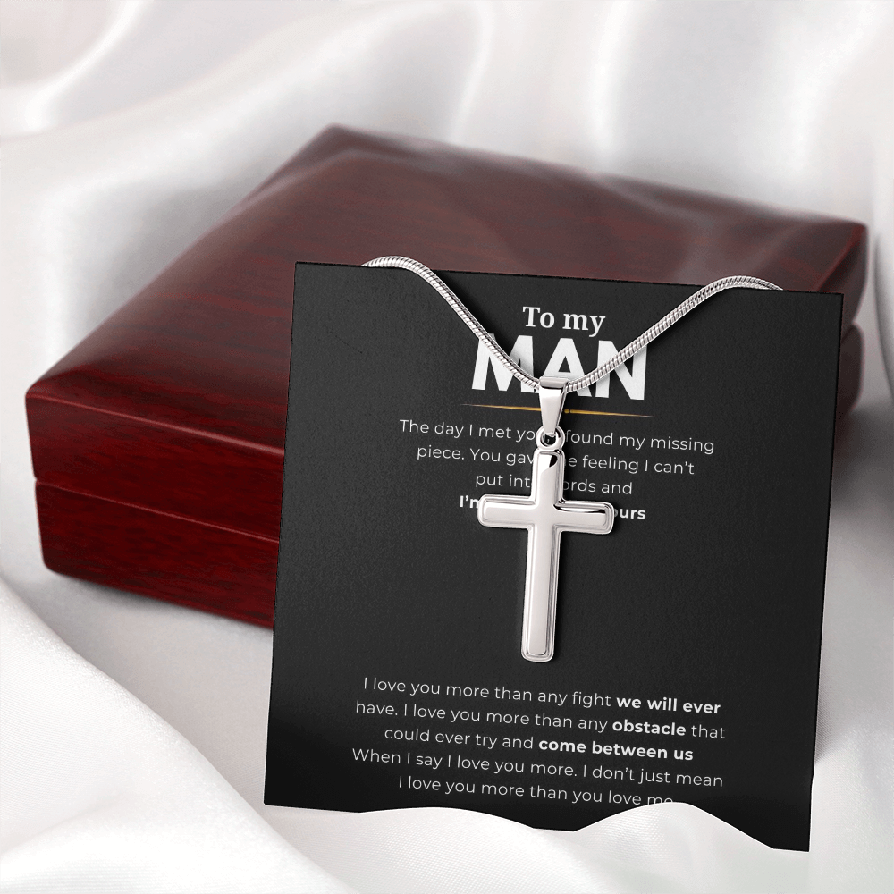 To My Man Artisan Cross Necklace with Snake Chain