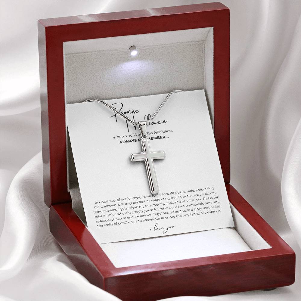 Promise Cross Necklace with Snake Chain