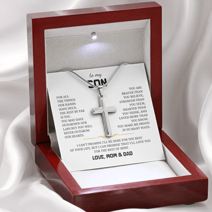 To My Son Artisan Cross Necklace with Snake Chain