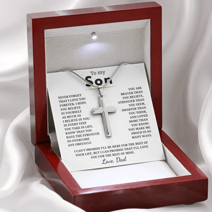 To My Son Artisan Cross Necklace with Snake Chain