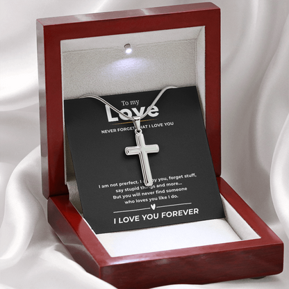 To My Love Artisan Cross Necklace with Snake Chain