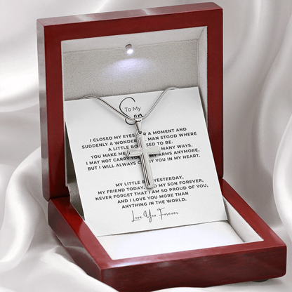 To My Son Artisan Cross Necklace with Snake Chain