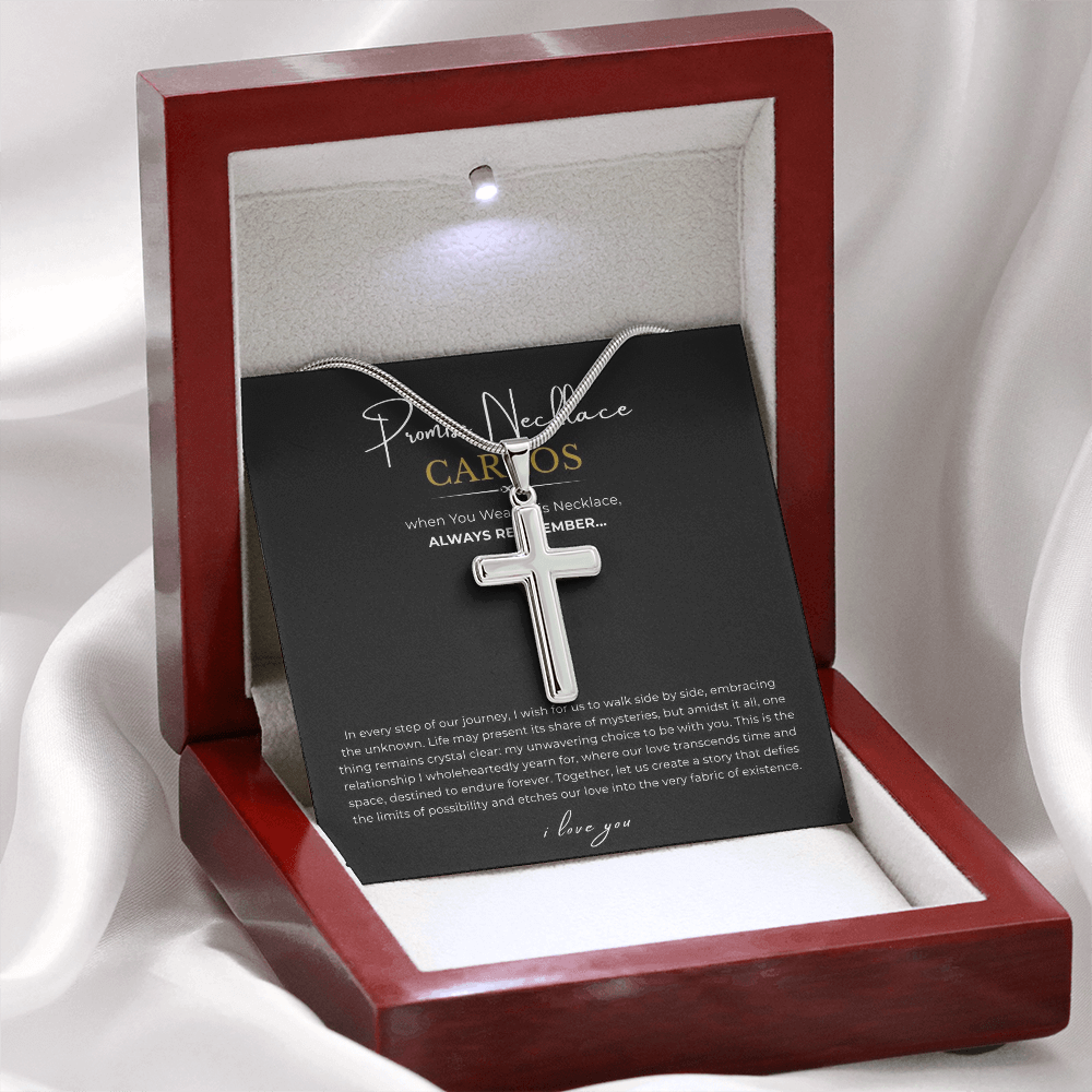 Prosonalized Promise Cross Necklace with Snake Chain