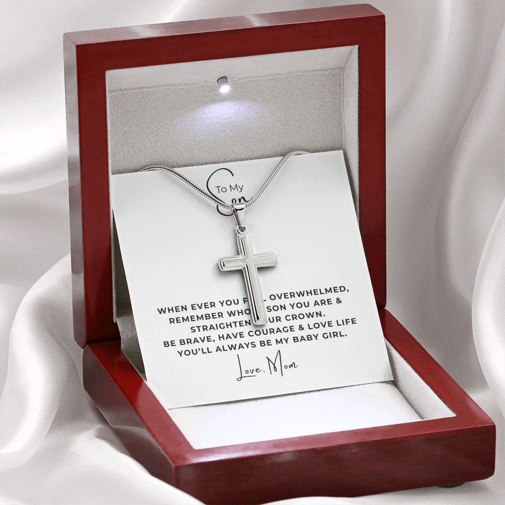To My Son Artisan Cross Necklace with Snake Chain